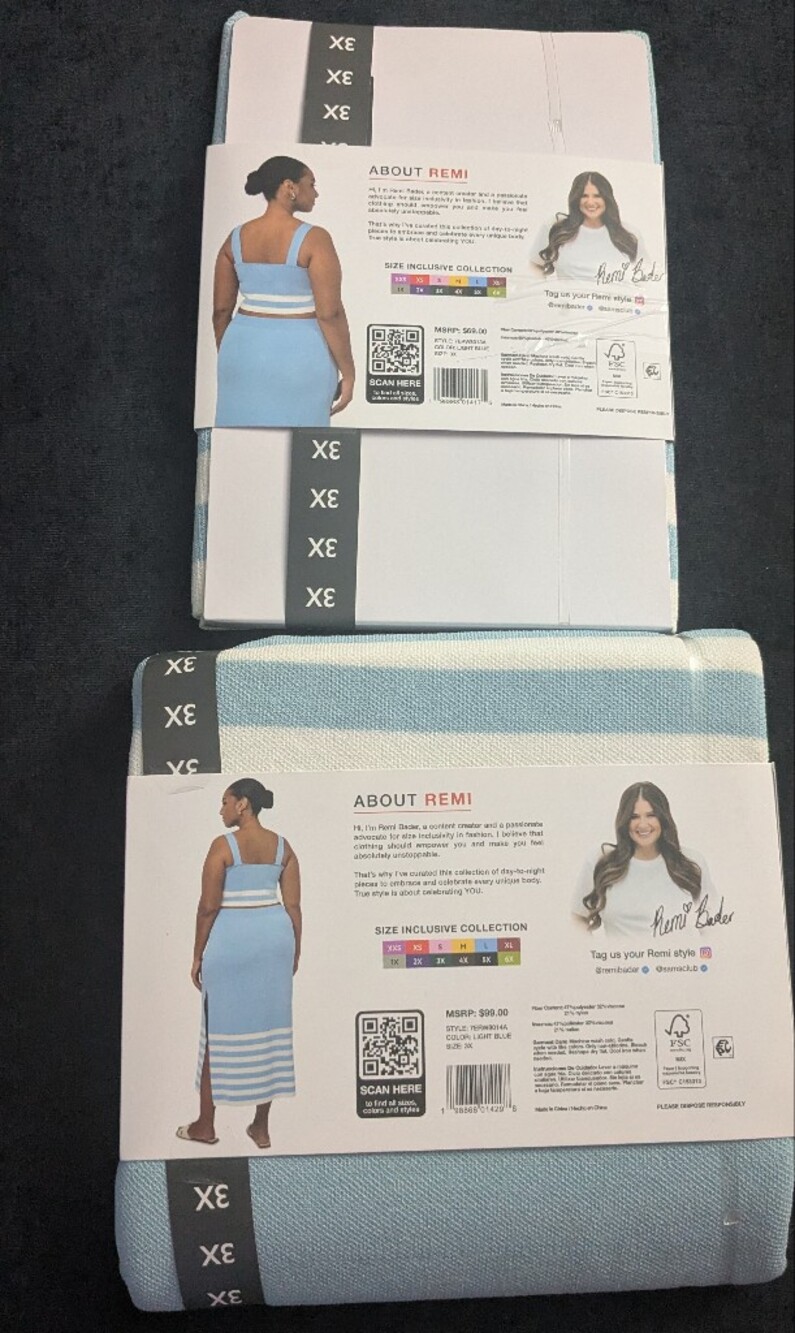 NWT! Edited By Remi Bader Blue & White Knit Maxi Skirt & Crop Top Set - Picture 7 of 10